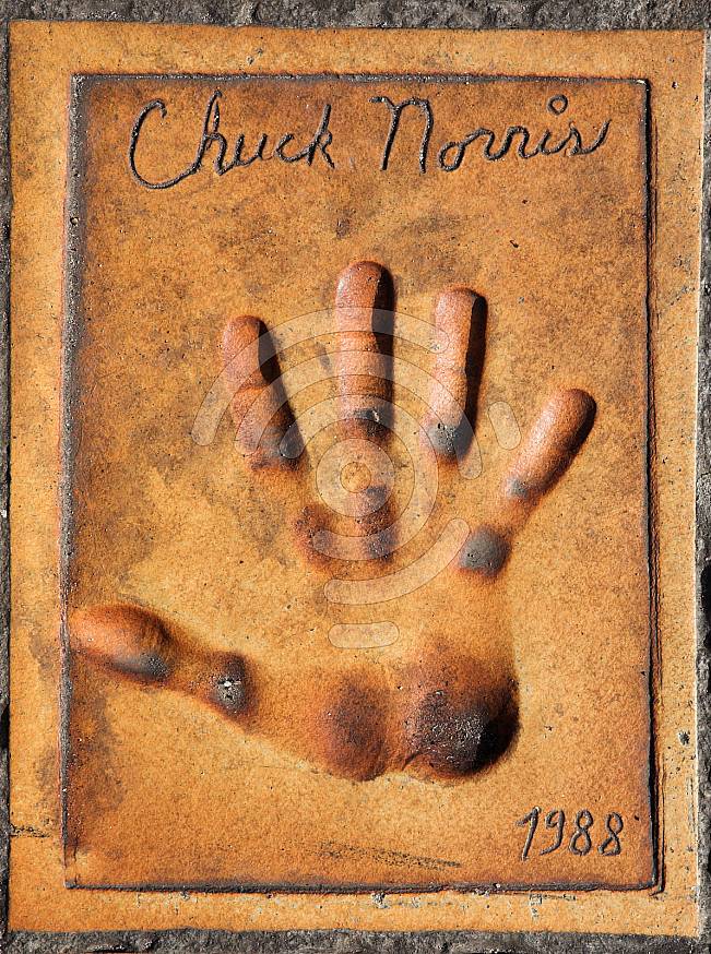 Handprint of Chuck Norris in front of the Cannes Main Film Festival Theatre, France