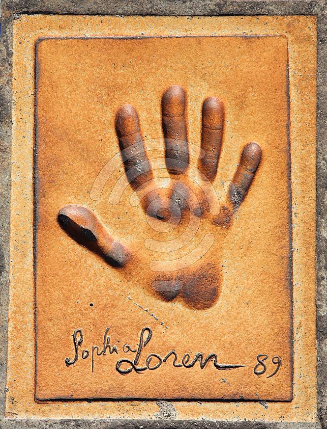 Handprint of Sophia Loren in front of the Cannes Main Film Festival Theatre, France
