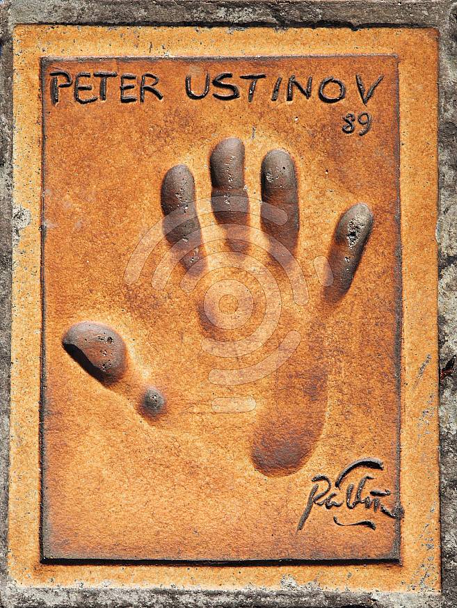 Handprint of Peter Ustinov in front of the Cannes Main Film Festival Theatre, France
